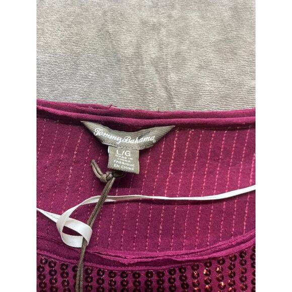 Tommy Bahama‎ Women’s Large Red Beaded Sequins Short Sleeve Blouse NWT - Picture 4 of 5